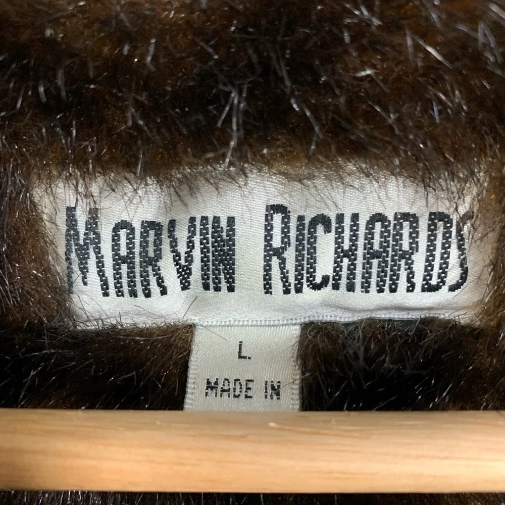 Vintage Marvin Richards Denim Faux Fur Lined Jacket Size Large - Picture 11 of 12